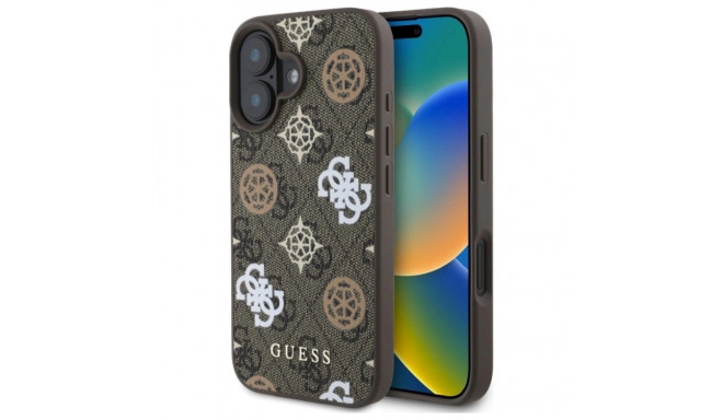 Guess Peony On 4G Background MagSafe case for iPhone 16 - brown