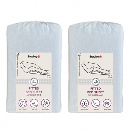 Bradley kummiga voodilina, 140 x 200 x 25 cm, tekstiilist kotis, tuhksinine, 2 tükki