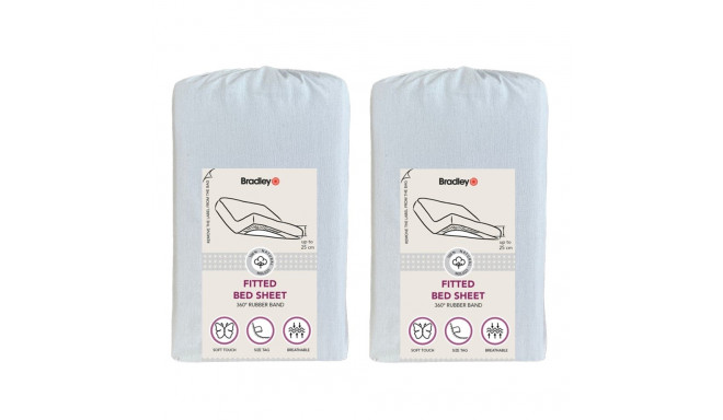 Bradley kummiga voodilina, 140 x 200 x 25 cm, tekstiilist kotis, tuhksinine, 2 tükki