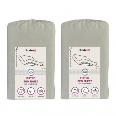 Bradley kummiga voodilina, 120 x 200 x 25 cm, tekstiilist kotis, merihall, 2 tükki