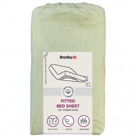 Bradley kummiga voodilina, 140 x 200 x 25 cm, tekstiilist kotis, tuhkroheline