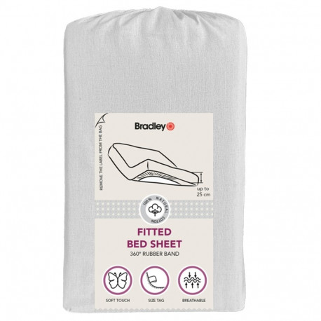 Bradley kummiga voodilina, 90 x 200 x 25 cm, tekstiilist kotis, helehall