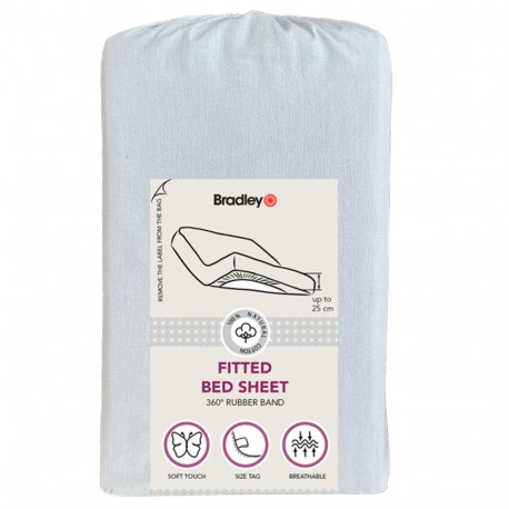 Bradley kummiga voodilina, 120 x 200 x 25 cm, tekstiilist kotis, tuhksinine