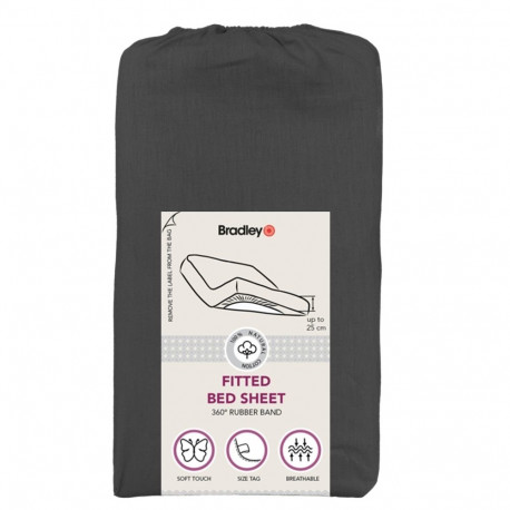 Bradley kummiga voodilina, 160 x 200 x 25 cm, tekstiilist kotis, hall