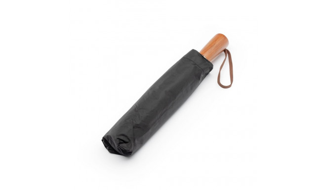 Automatic foldable umbrella with wood handle 10-ribs XXL 115 cm black