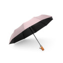 Automatic foldable umbrella with wood handle 10-ribs XXL 115 cm pink