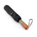 Automatic foldable umbrella with wood handle 10-ribs XXL 115 cm black