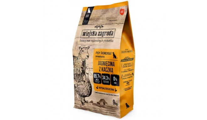 WIEJSKA ZAGRODA täiskasvanud väikestele lambaliha pardiga kuiv koeratoit 9kg