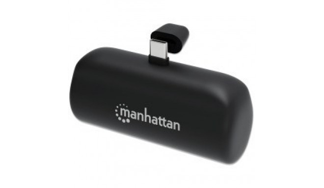 Manhattan Power Bank with integrated USB-C plug, 5000 mAh, Up to 20W output, Kickstand for Use as Ch