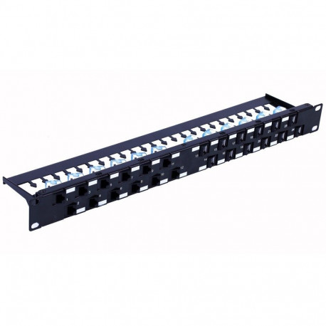 Techly UTP Patch Panel 24 Places RJ45 Cat.6A Inclined Output 1U Black