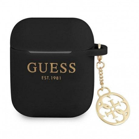 Guess GUA2LSC4EK AirPods cover black Silicone Charm 4G Collection