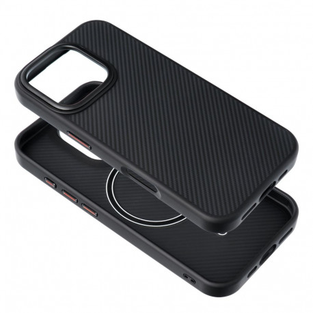 Case for iPhone 15 PRO MAX Carbon Elite Mag Cover compatible with MagSafe black