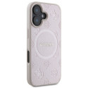 Guess case Saffiano Peony Classic Logo MagSafe Apple iPhone 16, pink