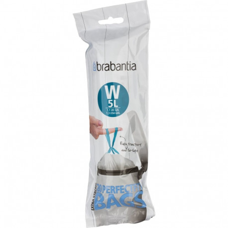 Brabantia PerfectFit Bin Liner Type W, 5 L, 20 Bags