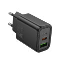 HOCO wall charger USB A + Type C PD QC3.0 3A 20W N61 black