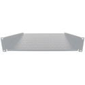 Intellinet 19" Cantilever Shelf, 2U, 2-Point Front Mount, 400mm Depth, Vented, Max 25kg, Grey, Three