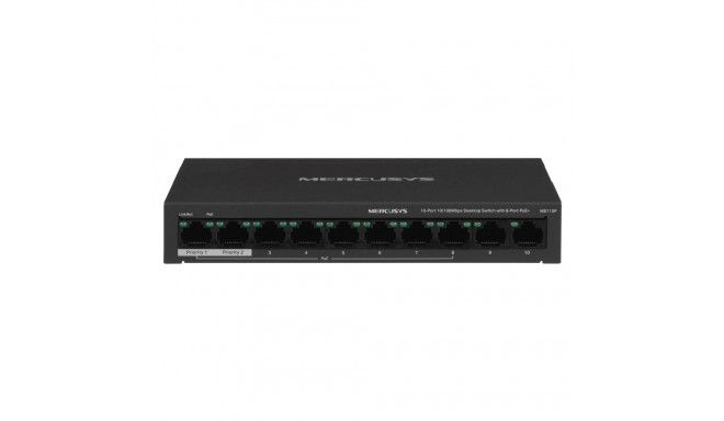 Mercusys 10-porti 10/100Mbps lauakommutaator 8-porti PoE+ga