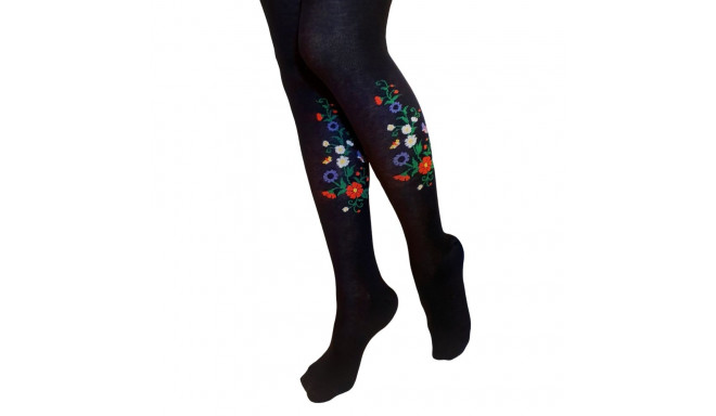 SOKISAHTEL MIRJAM mustad rahvusliku lillemustriga sukkpüksid 445, 441, 436, 453
