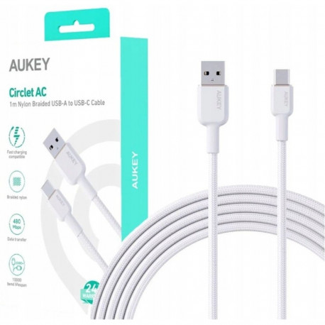 AUKEY CB-NAC1 White Nyl on cable USB C - USB A