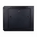 Wall mount cabinet 19 6U 368/600/450mm, glass door, black (RAL 9004)