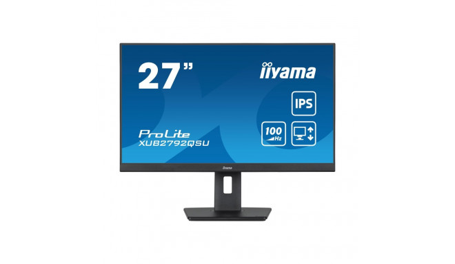 IIYAMA XUB2792QSU-B6 27-tolline ETE IPS-paneel 2560x1440 100Hz 250cd/m2 0,4ms MPRT FreeSync alus pöö