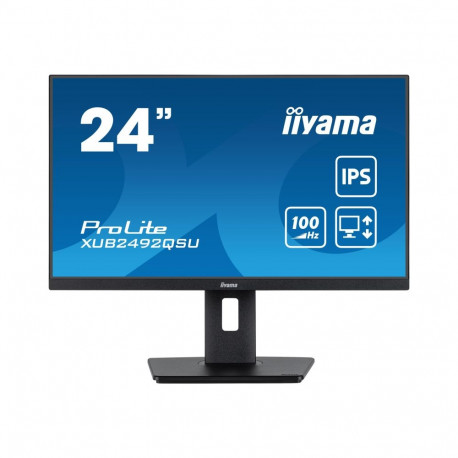 IIYAMA monitor XUB2492QSU-B1 24inch ETE IPS-paneel 2560x1440 100Hz QHD 300cd/m2 0.5ms MPRT FreeSync 