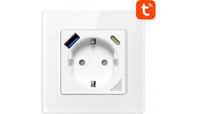 avatto N-WOT10-USB-W TUYA USB USB-C nutikas WiFi seinapistik (valge)