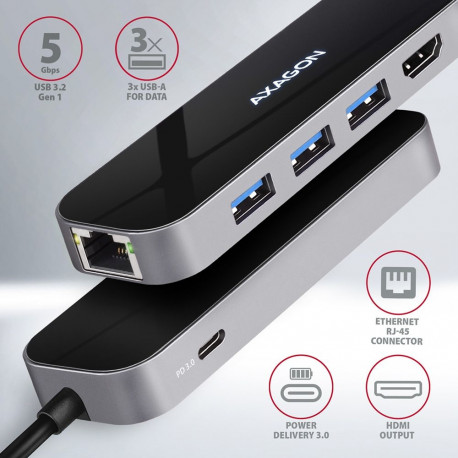 AXAGON SuperSpeed USB-C COMBO 6in1 jaotur | HMC-6GL