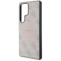 Guess 4G Round Patch Classic Logo MagSafe Case for Samsung Galaxy S25 Ultra Pink
