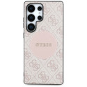 Guess 4G Round Patch Classic Logo MagSafe Case for Samsung Galaxy S25 Ultra Pink