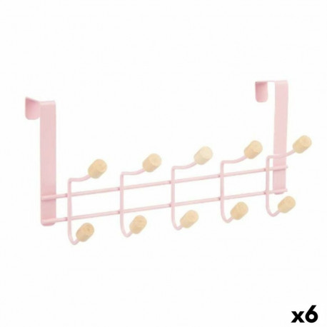 Durvju Mēteļu Plaukts Berilo W7912-10NB-PINK Rozā Koks Metāls 35 x 17 x 15 cm (6 gb.)