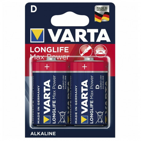 2x patarei R-20 R20 D 1,5V alkaalne Varta Longlife Max Power