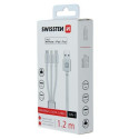 Swissten Textile 3-in-1 Cable 1.2m USB cable USB A USB C/micro-USB B/Lightning Silver