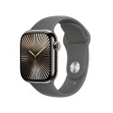 Apple Watch Series 10 GPS + Cellular 42mm Natural Titanium Case with Stone Grey Sport Band - M/L