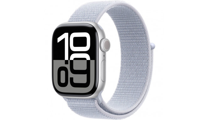 "APPLE Watch Series 10 GPS + Cellular 42mm Silver Aluminium Case with Blue Cloud Sport Loop"