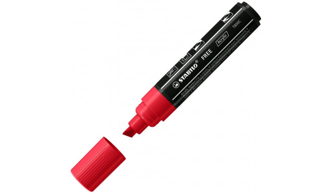 Marker permanent STABILO FREE Acrylic T800C, punane, 4-10mm, lõigatud ots
