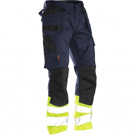 Jobman Practical vööpüksid ripptaskutega 2513 navy/Hi-Vis kollane 50