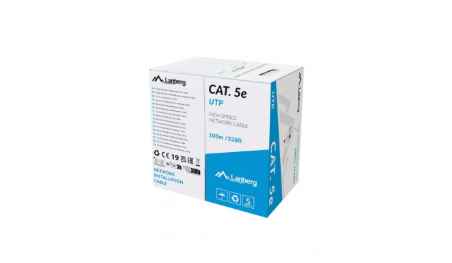 LAN CABLE CAT.5E UTP 100M SOLID CU GREY FLUKE PASSED LANBERG