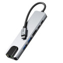 TECH-PROTECT HB02 HUB ADAPTER 6IN1 TYPE-C + USB2.0 + USB3.0 + HDMI 4K 30HZ + RJ45 + PD100W SPACE GRE
