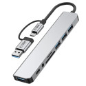 TECH-PROTECT HB06 HUB ADAPTER 9IN1 TYPE-C + USB2.0 + USB3.0 + SD/TF + AV3.5 SPACE GREY