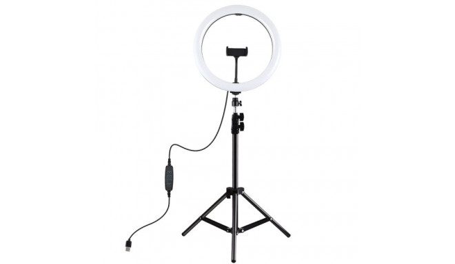 LED Ring Lamp 30 cm With Desktop Tripod Mount Up To 1.1m, Phone Clamp, USB