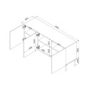 3D chest of drawers PALAZZO BIS 151x40x75 white matt
