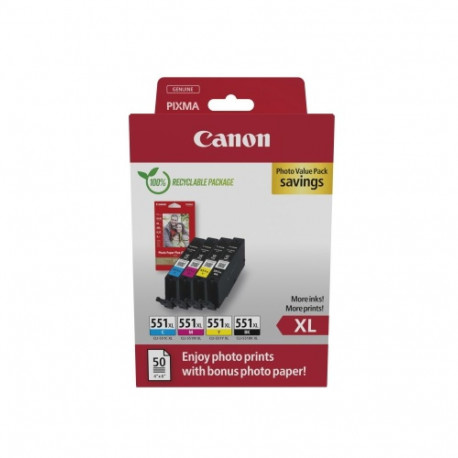 Canon CLI-551XL (6443B008) Ink Cartridge Multipack, C/M/Y/BK