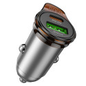 HOCO car charger USB A + Type C + cable Type C to Lightning PD QC3.0 43W NZ16A metal gray