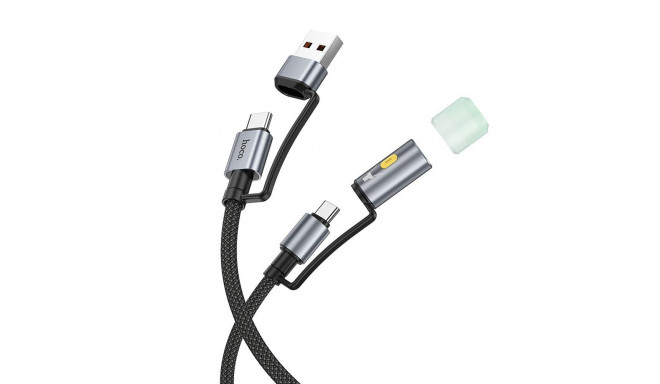 Cable All-in-one USB A / USB C to USB C / LED Light Hoco 3A 60W 1,2 m U138 black