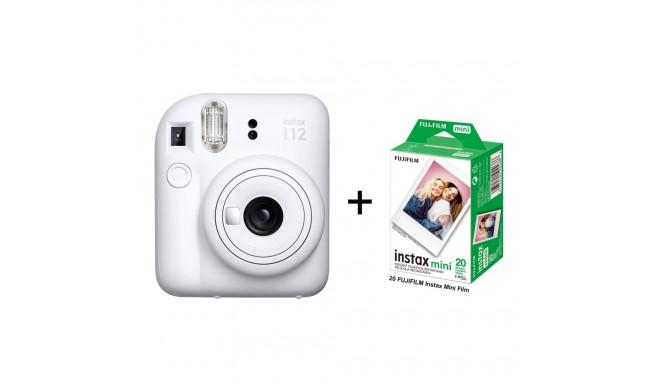 Instant camera Fujifilm Instax Mini 12 (Clay White) + 20 Fujifilm Instax Mini Film (Glossy) (Color)