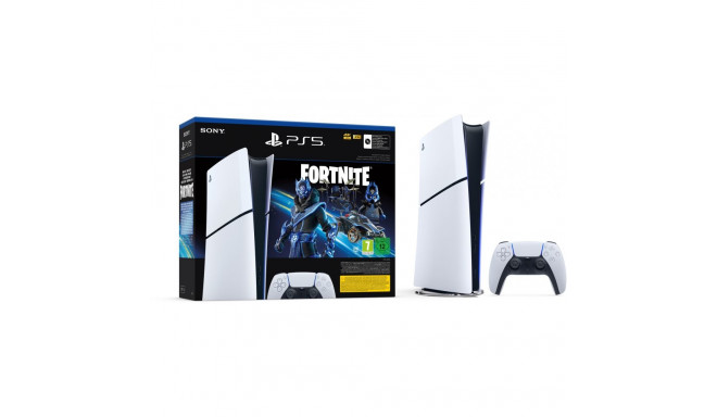 "Sony PlayStation 5 Slim Digital Edition Fortnite black white"