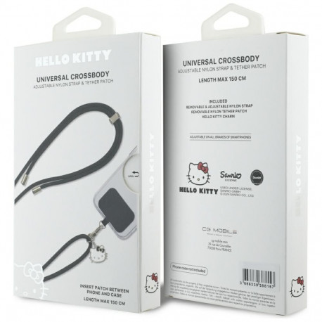Hello Kitty must universaalne telefoni kaelapael patch & kitty head charm