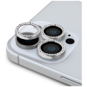 Guess BP Rhinestone 2in1 Screen Protector & Camera Lens Set for iPhone 16 Pro Max Silver