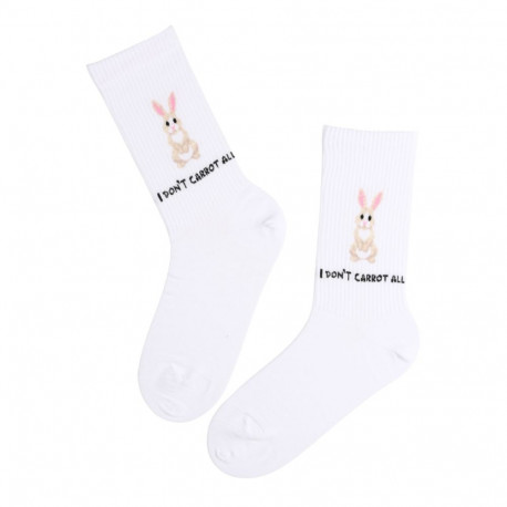 SOKISAHTEL CARROT ALL valged jänestega puuvillased sokid 446